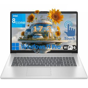 HP 17 inch Touchscreen Laptop Computer for Business & Home Student, Intel 8-Core Processor, 32GB DDR4 RAM, 1TB PCIe SSD, WiFi 6, Bluetooth 5.4, Numeric Keypad, Silver, Windows 11 Pro